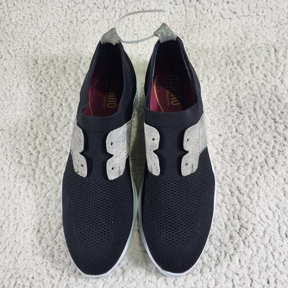New Munro Sandi Stylish Leather Black and Gray Women's Sneakers size 9 N - Picture 1 of 5